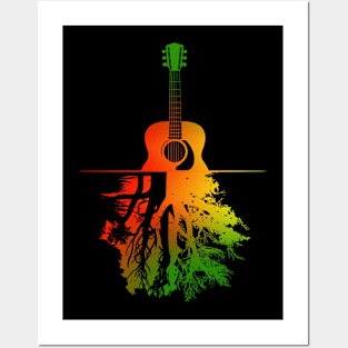 Rasta Reggae Jamaica Guitar Forest Reflections Men Women Kid Posters and Art